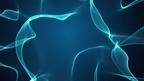 Visualisierung des blauen Netzes, das auf dem Bildschirm weht.