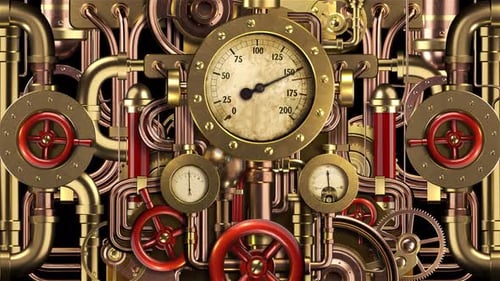 Steampunk Industrial Machine Gears Animation