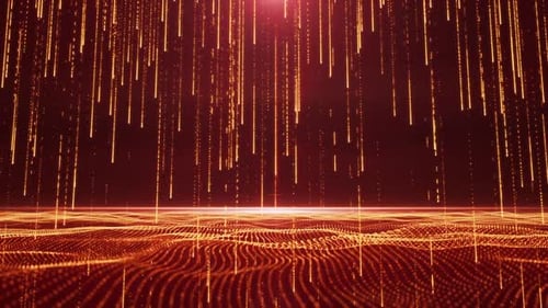 Abstract Golden Particle Rain with Wavy Digital Ground Loop