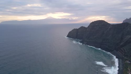 Aerial View of Cliffs in Hermigua La Gomera Canary Islands
