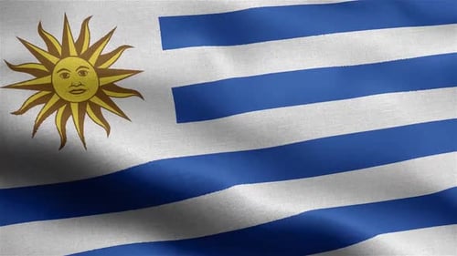Realistic Waving Flag of Uruguay