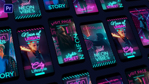 Dynamic Neon Glow Vertical Video Templates for Social Media