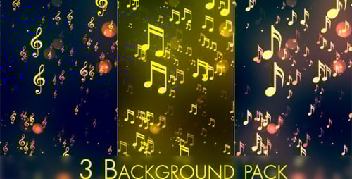 Decorative Golden Musical Notes Floating Abstract Background Pack