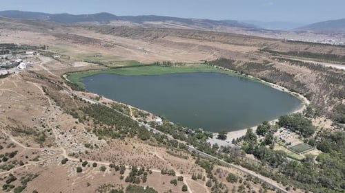 Aerial view of Saburtalo district and Lisi Lake, Georgia 2022 august