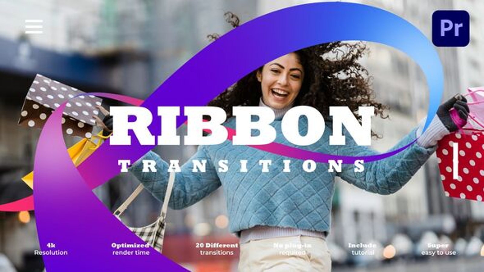 Dynamic Gradient Ribbon Transitions Pack for Video, Elements ft. ribbon ...