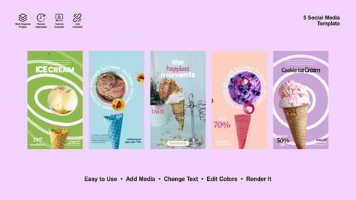Animated Ice Cream Promotion Templates for Social Media