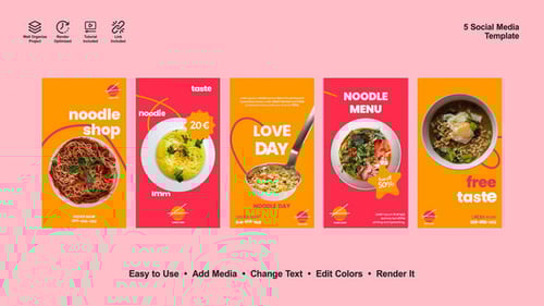 Animated Food Menu Instagram Stories for Noodle Shop Promotions