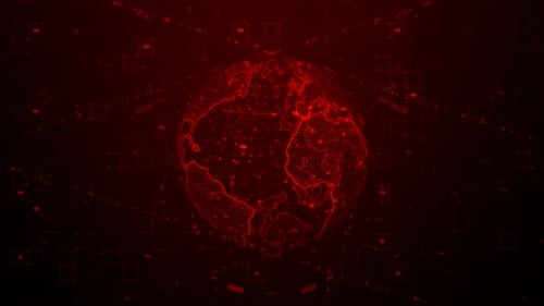 Digital Red Globe Technology Data Communication Loop Background