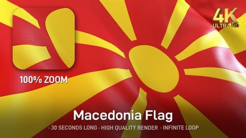 Realistic Waving Flag of North Macedonia Loop