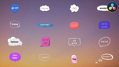 Cartoon Speech Bubbles And Titles for DaVinci Resolve