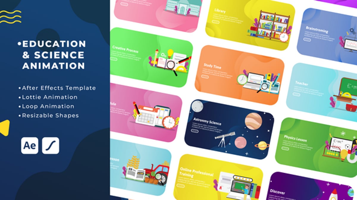 Animated Flat Design Education and Science Concepts, Elements ft. aep ...