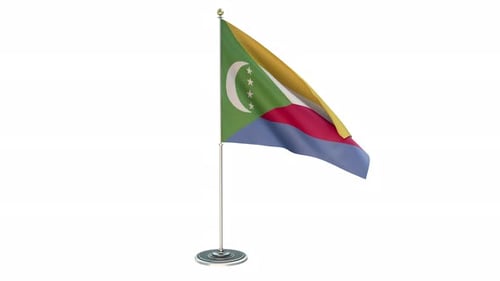 Realistic 3D Comoros Flag Waving Animation