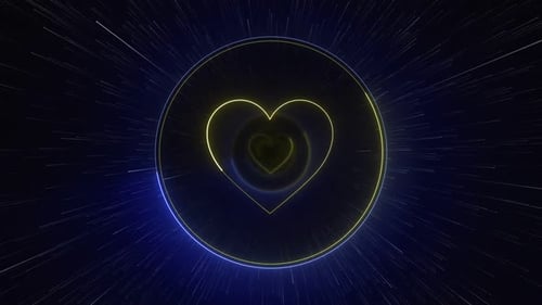 Glowing Neon Heart Tunnel Loop Backgrounds