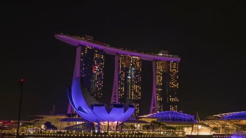 Night Lights Illuminate Modern City Architecture