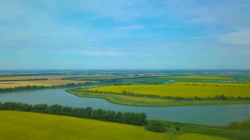 Aerial View of Farmland and River
