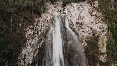 A Beautiful Waterfall on a Rock