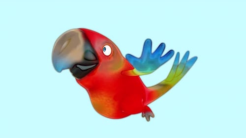 Cute 3D Animated Parrot Flying Character Loop