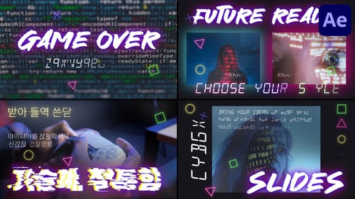 Dynamic Cyber Glitch Slides: Futuristic Neon Opener