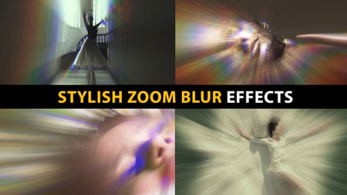 Dynamic Radial Zoom Blur Transitions with Chromatic Aberration