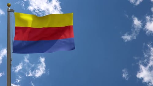 Abstract Three-Color Flag Waving Animation on Clear Blue Sky
