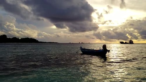 Aerial drone texture of exotic sea view beach voyage by clear ocean with sand background