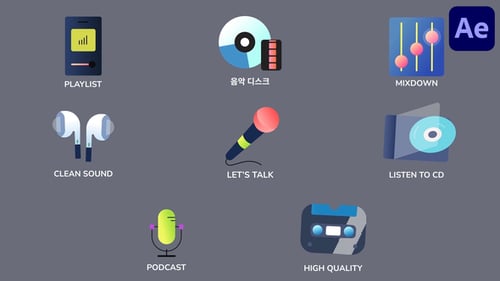 Music And Podcast Icons And Titles for After Effects