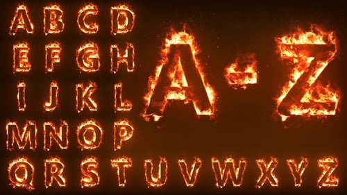 Fiery Alphabet Character Reveal Animation