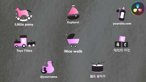 Kids And Toys Icons And Titles for DaVinci Resolve