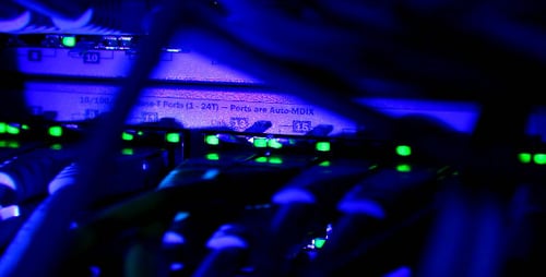 Close Up View of Server Cables and Ports