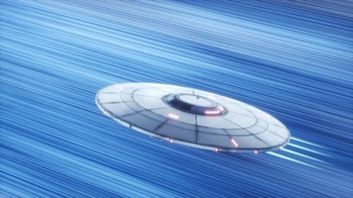 Objet volant non identifié (OVNI) volant à travers les étoiles avec hypervitesse. 4KHD