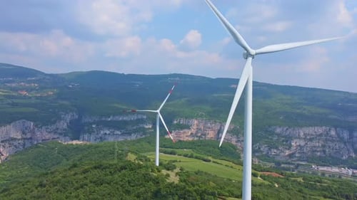 Vue aérienne d'une centrale éolienne