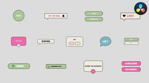 Gadget Interface Icons And Buttons for DaVinci Resolve