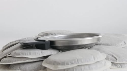 Paper Coffee Pods with Stainless Steel Holder Close Up