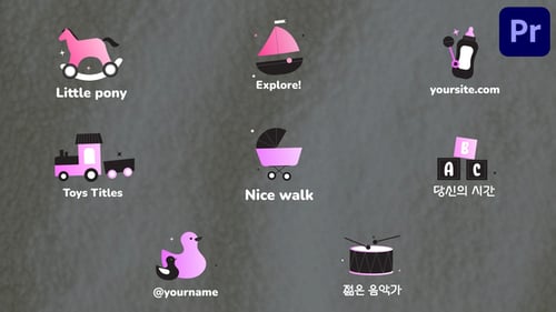 Kids And Toys Icons And Titles for Premiere Pro