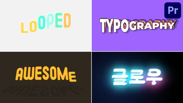 Tipografia colorida em loop para Premiere Pro, Títulos Incluindo ...