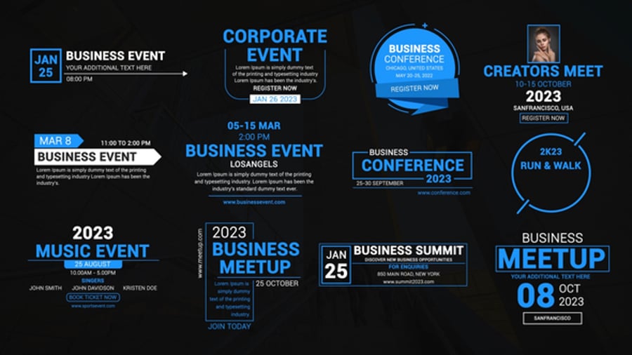 Event Titles, Elements ft. blue & clean - Envato