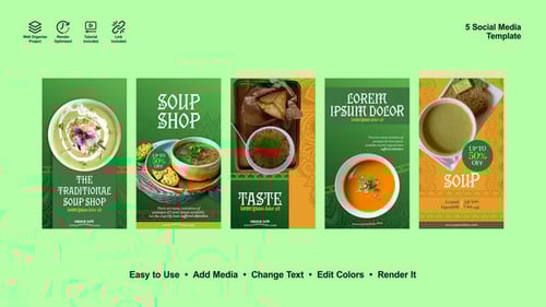 Animated Food Social Media Stories with Modern Layouts