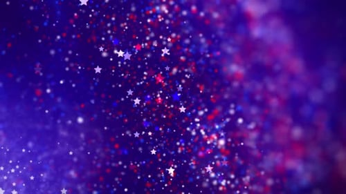 Sparkling Red White Blue Star Particle Celebration Background