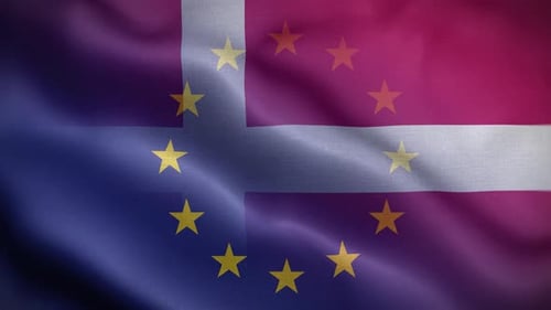 Waving Flags of European Union and Denmark