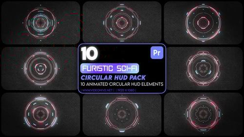 10 Furistic Sci-Fi Circular Hud Pack Mogrt