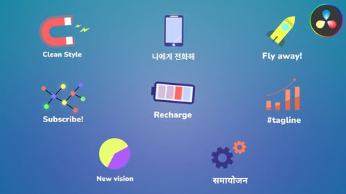 Animated Flat Design Icons with Modern Dynamic Titles