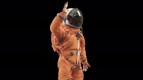 3D Animated Astronaut Saluting with Alpha Channel