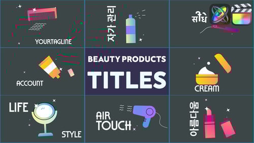 Modern Animated Beauty Product Icons and Text Titles