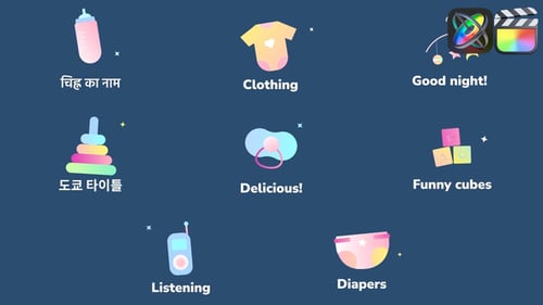 Animated Baby Icons and Titles for Cute Video Projects