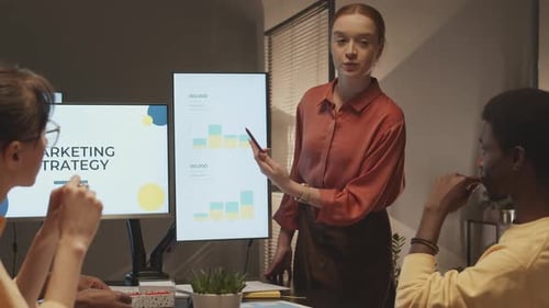 Marketing Specialist Making Presentation on Promotion Strategy