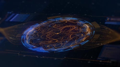 Futuristic Digital Brain with Neural Network Animation