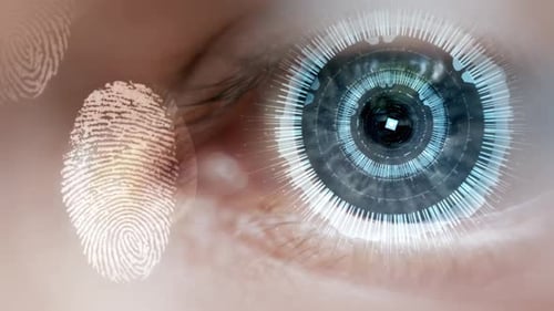 Futuristic Biometric Eye and Fingerprint Scan Interface