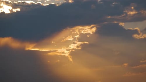 Time Lapse Footage of Fast Moving Evening Clouds on Yellow Sky at Sunset