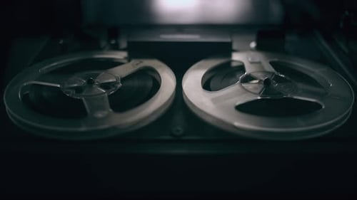 Vintage Audio Tape Recorder Reels Spinning