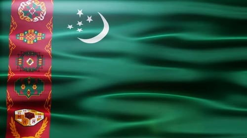Realistic Turkmenistan Flag Waving Seamless Animation